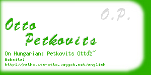 otto petkovits business card